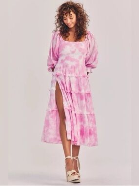 LoveShackFancy Capri Tiered Shirred Tie-Dye Cotton-voile Midi 2-Way Dress